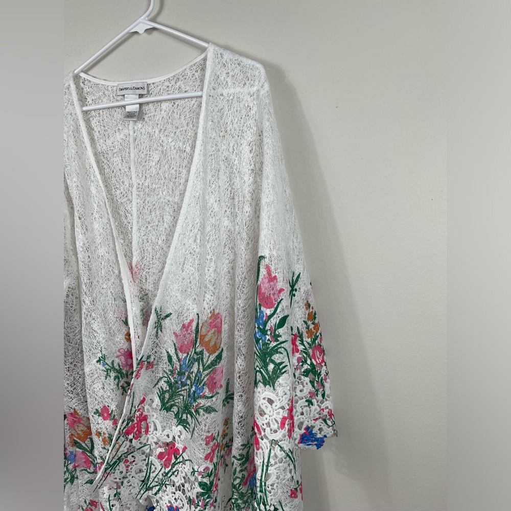 Draper's & Damon's Floral Lace Kimono Cardigan Events Summer Plus Size 2X - Picture 3 of 13